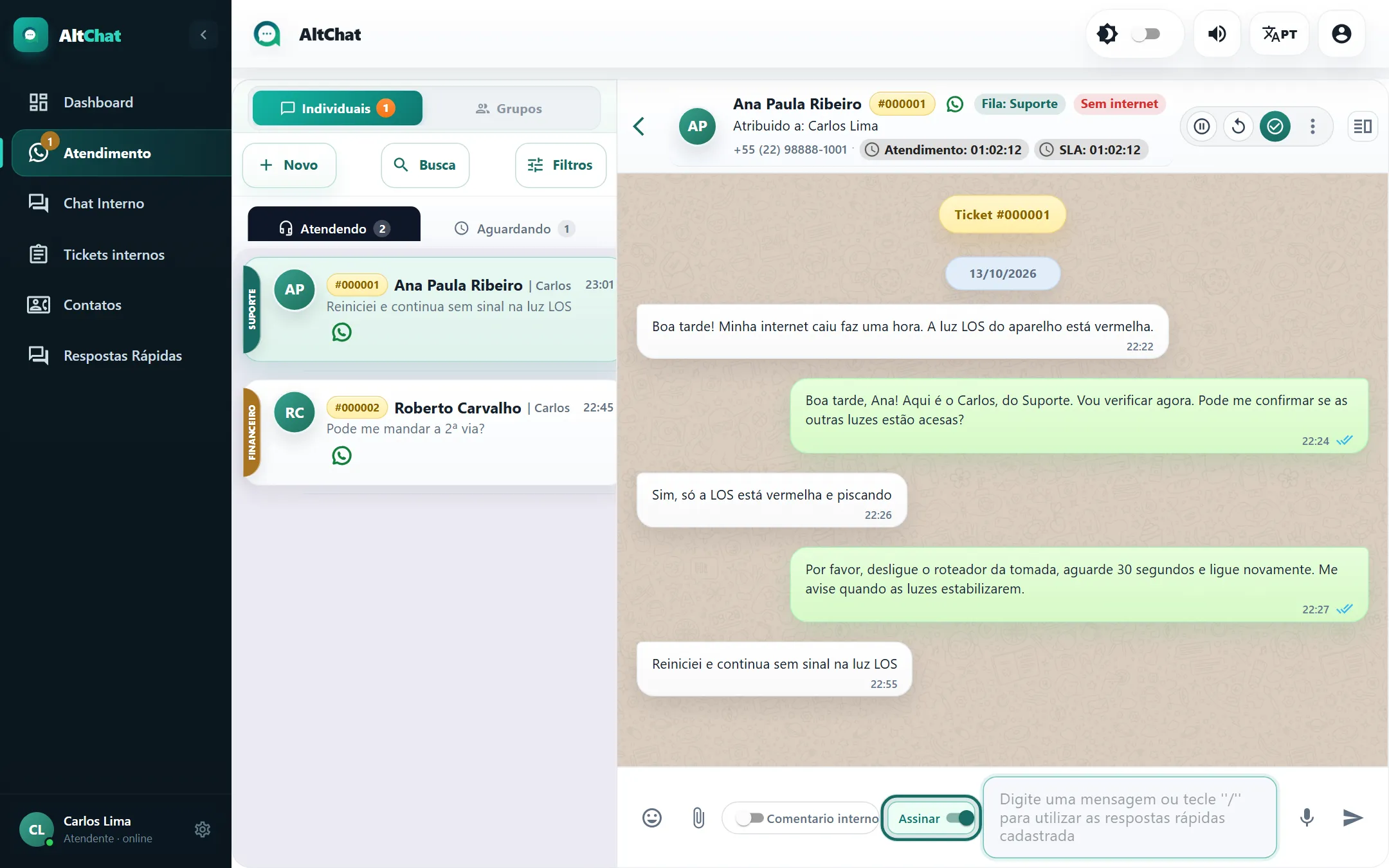 Chave Assinar destacada na caixa de mensagem